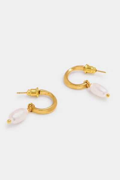 Katie Loxton Pearl Lustre Hoop Earrings In Gold
