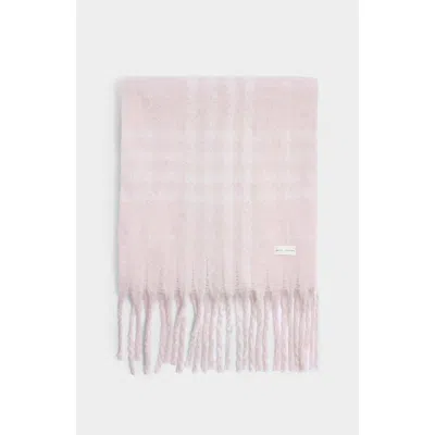 Katie Loxton Recycled Checked Tassel Scarf In Blush Pink/white Plaid