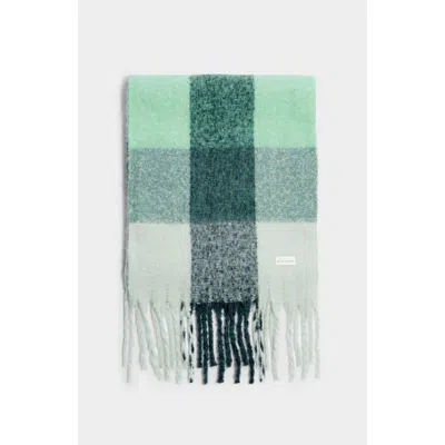 Katie Loxton Recycled Checked Tassel Scarf In Green/grey