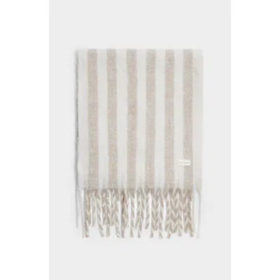 Katie Loxton Recycled Checked Tassel Scarf In Off White/sand
