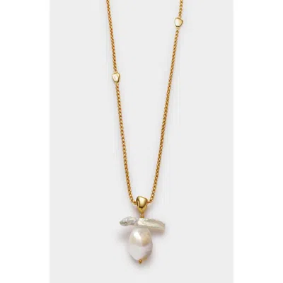 Katie Loxton Sol Pearl Necklace In Brown