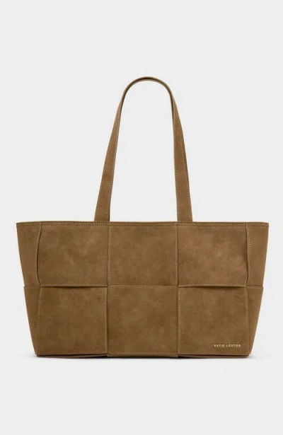 Katie Loxton Taya Hand Woven Suedette Tote Bag In Brown