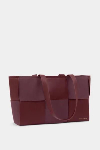 Katie Loxton Taya Hand Woven Suedette Tote Bag In Burgundy