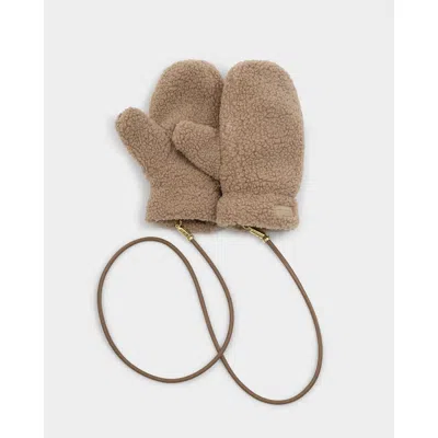 Katie Loxton Teddy Mittens With Cord In Brown
