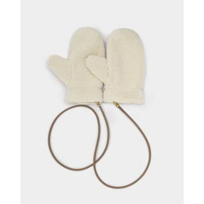 Katie Loxton Teddy Mittens With Cord In White
