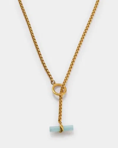 Katie Loxton Women's Azura T-bar Necklace In Gold In Blue