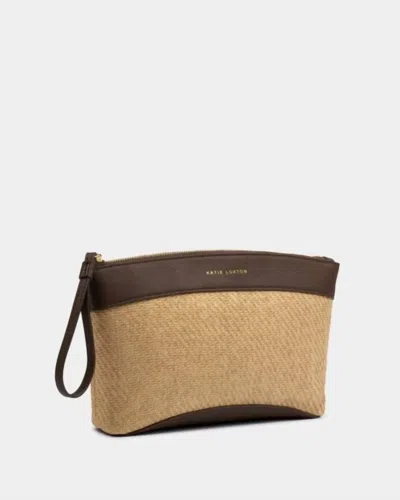 Katie Loxton Wristlet Raffia Clutch In Bitter Chocolate In Brown