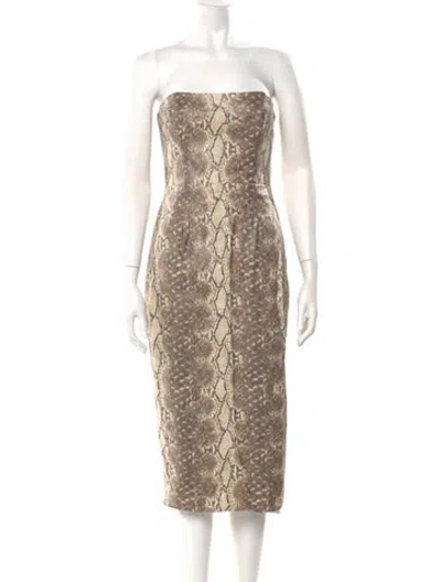 Pre-owned Katie May Animal Print Knee-length Dress In Brown
