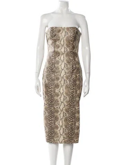 Pre-owned Katie May Animal Print Knee-length Dress In Neutral