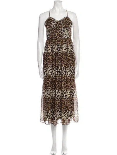 Pre-owned Katie May Animal Print Long Dress In Brown