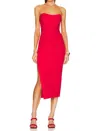 Katie May Ashun Midi Strapless Dress In Cherry In Red