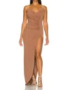 Katie May Colette Gown Maxi Dress In Cocoa In Brown
