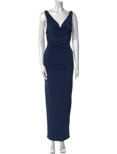 Pre-owned Katie May Cowl Neck Long Dress In Blue