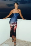 Katie May Enigma Strapless Slim Midi Dress In Multi