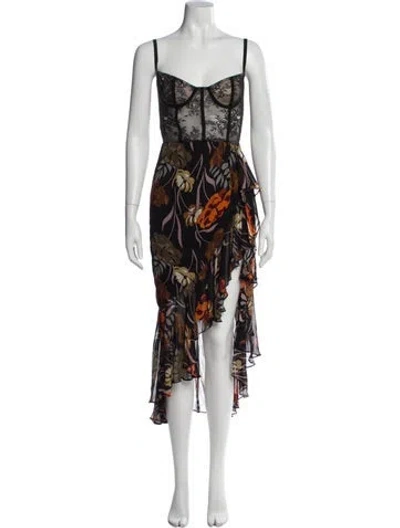Pre-owned Katie May Floral Print Long Dress In Black