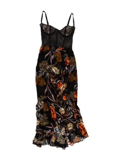Pre-owned Katie May Floral Print Long Dress In Black