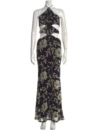 Pre-owned Katie May Floral Print Long Dress In Black