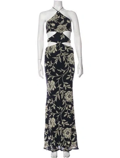 Pre-owned Katie May Floral Print Long Dress In Blue