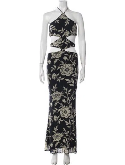 Pre-owned Katie May Floral Print Long Dress In Blue