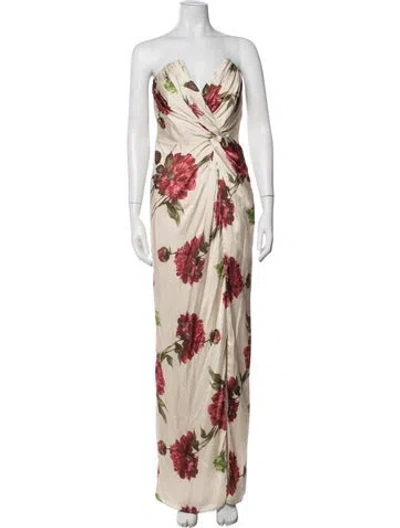 Pre-owned Katie May Floral Print Long Dress In Neutrals