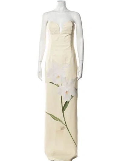 Pre-owned Katie May Floral Print Long Dress In Yellow