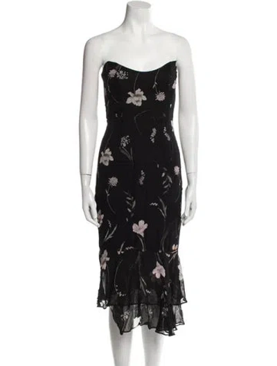 Pre-owned Katie May Floral Print Midi Length Dress In Black