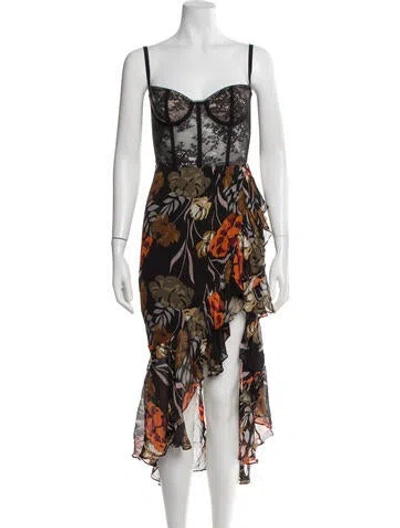Pre-owned Katie May Floral Print Midi Length Dress In Black