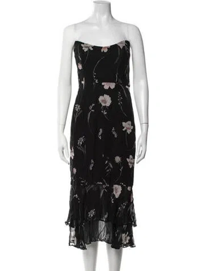 Pre-owned Katie May Floral Print Midi Length Dress In Black