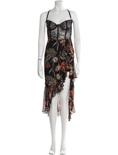 Pre-owned Katie May Floral Print Midi Length Dress W/ Tags In Black