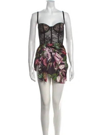 Pre-owned Katie May Floral Print Mini Dress In Black
