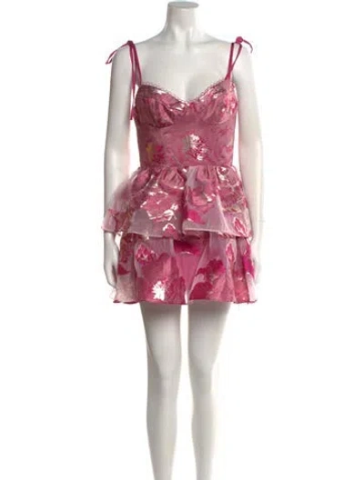 Pre-owned Katie May Floral Print Mini Dress In Pink