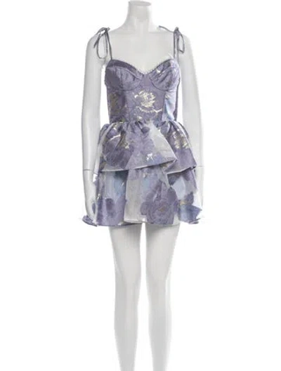 Pre-owned Katie May Floral Print Mini Dress In Purple