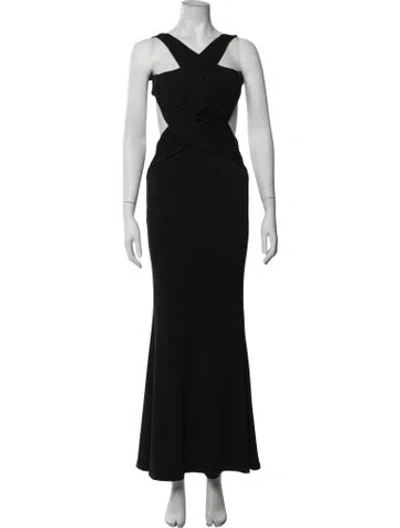 Pre-owned Katie May Halterneck Long Dress In Black