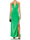 Katie May Holly Gown In Emerald In Gold