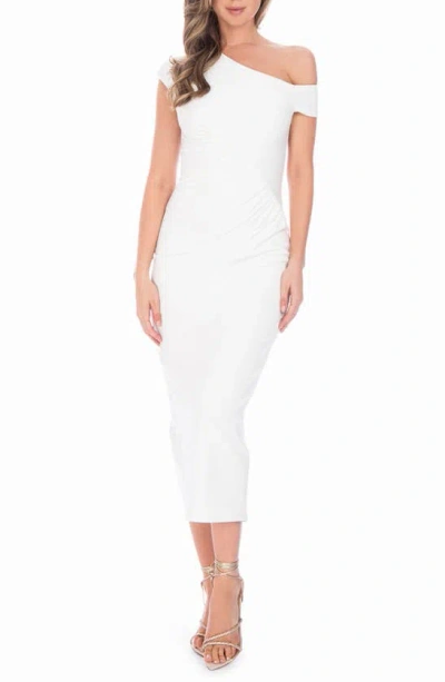 Katie May Josie One-shoulder Ruched Cocktail Dress In Ivory