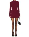 Katie May Justina Long Sleeve Mini Dress In Bordeaux In Blue