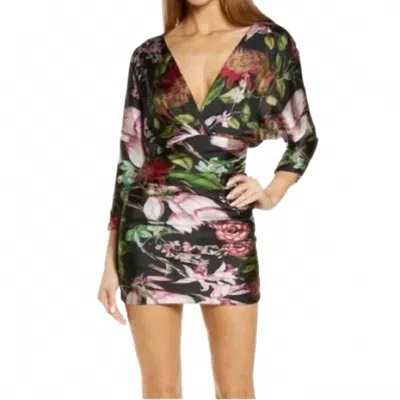Katie May La Garden Floral Mic Drop Mini Dress In Black In Multi