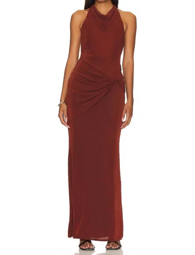 Katie May Leyla Gown Halter Maxi Backless Dress In Auburn In Red