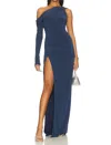 Katie May Mojava Gown One Shoulder Maxi Dress In Deep Sea In Blue