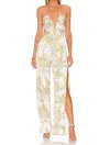 Katie May Never Cross Jumpsuit In Green Floral In Multi