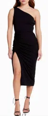 Katie May New Age Ruched One Shoulder Bodycon Cocktail Dress In Black