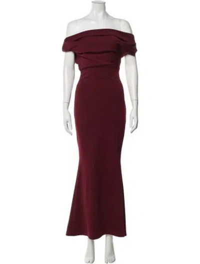 Pre-owned Katie May Off-the-shoulder Long Dress In Burgundy