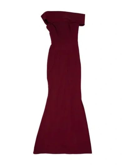 Pre-owned Katie May Off-the-shoulder Long Dress In Burgundy