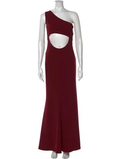Pre-owned Katie May One-shoulder Long Dress In Burgundy