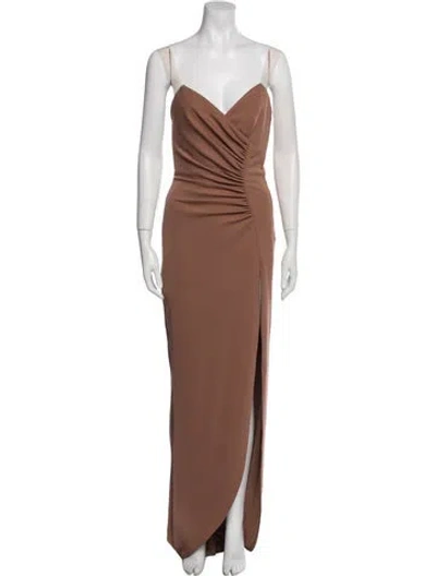 Pre-owned Katie May One-shoulder Long Dress In Neutral