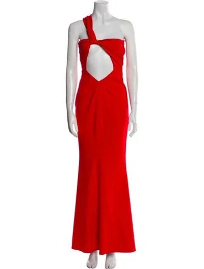Pre-owned Katie May One-shoulder Long Dress In Red