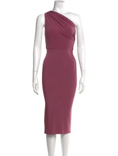 Pre-owned Katie May One-shoulder Midi Length Dress In Burgundy