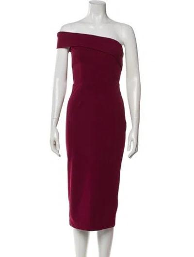 Pre-owned Katie May One-shoulder Midi Length Dress In Burgundy