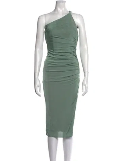 Pre-owned Katie May One-shoulder Midi Length Dress In Green