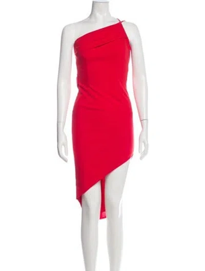 Pre-owned Katie May One-shoulder Midi Length Dress In Red